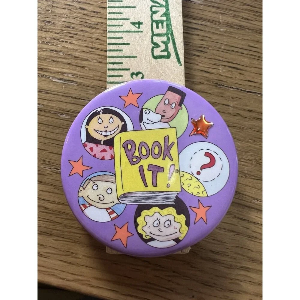 Book It! Pinback‎ Button Pin Pizza Hut 1993 Vintage 3